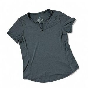 Kuhl Womens Short Sleeve V Neck Henley Shirt Gray Size Small